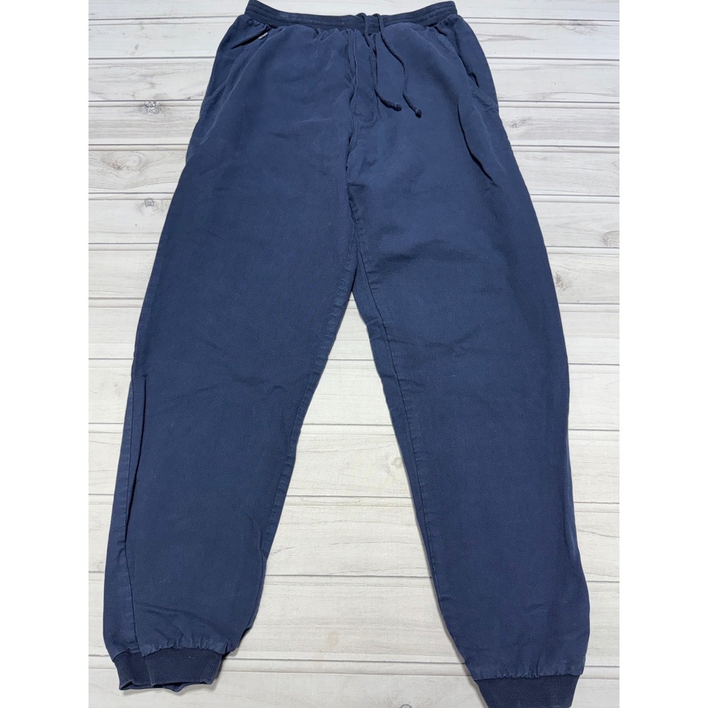 Crazy Shirts Jogger Pants Mens Large Navy Blue Cotton Twill Drawstring 00259